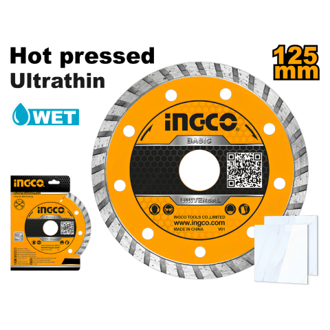 Ingco DMD031252HT 125x22.2mm Ultra İnce Elmas Seramik Kesme Diski Islak/Kuru