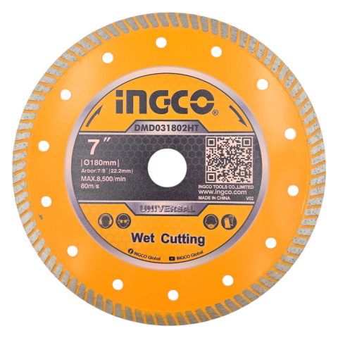 Ingco DMD031802HT 180x22.2mm Ultra İnce Elmas Seramik Kesme Diski Islak/Kuru
