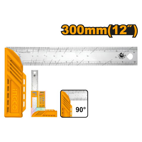 Ingco HAS123002 300mm Endüstriyel Açılı Çelik Gönye/Cetvel