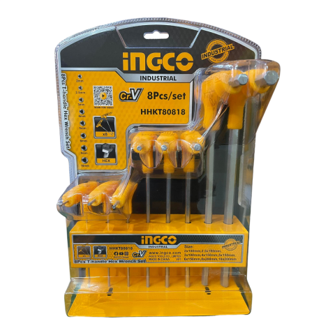 Ingco HHKT80818 8 Parça T Kollu Allen Anahtar Takımı Metal Standlı (2/2.5/3/4/5/6/8/10mm)