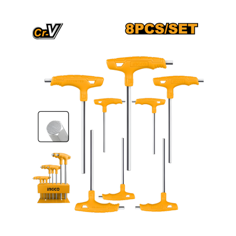 Ingco HHKT80818 8 Parça T Kollu Allen Anahtar Takımı Metal Standlı (2/2.5/3/4/5/6/8/10mm)