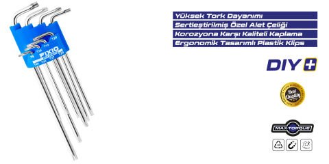 Fixio FX5008 8 Parça Uzun Torx Allen Takımı/Seti