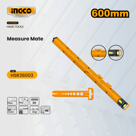 Ingco HSR36003 60cm Endüstriyel Alüminyum Su Terazili Cetvel