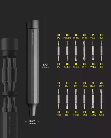 Fixonic Hoto QWLSD004 24'ü 1 Arada Hassas Kalem Tip Tornavida Seti Gri Renk