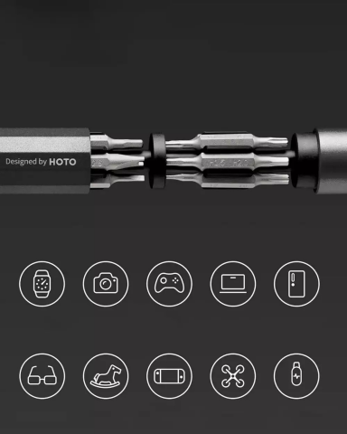 Fixonic Hoto QWLSD004 24'ü 1 Arada Hassas Kalem Tip Tornavida Seti Gri Renk