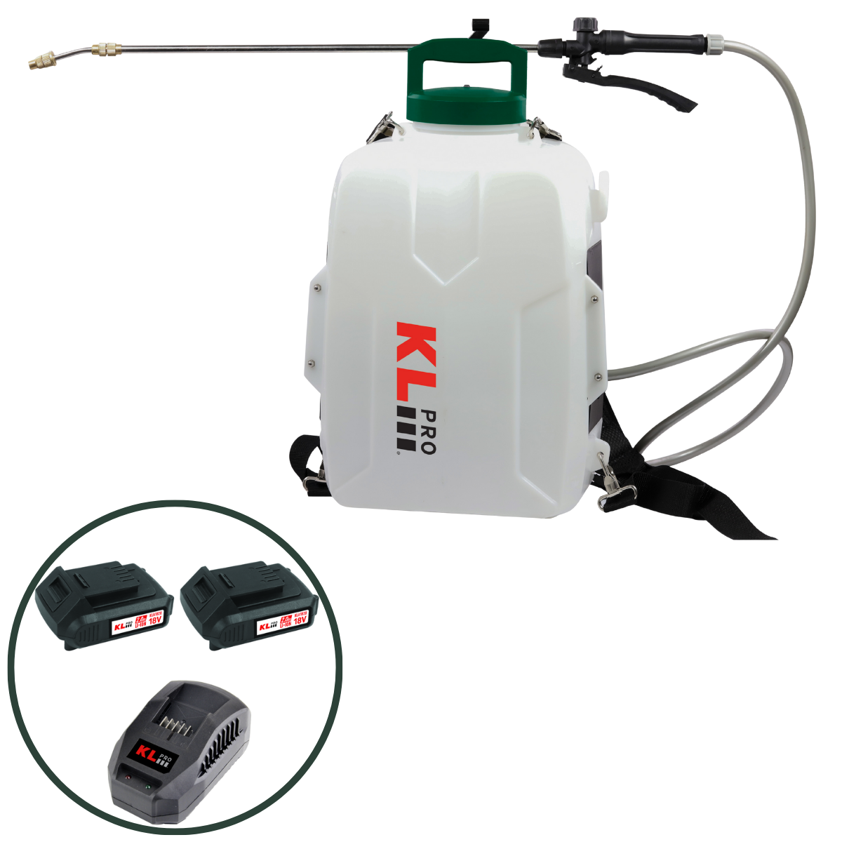 Klpro KLBP18-20 18V/2.0Ah 12 Litre Çift Akülü Şarjlı İlaçlama Pompası Sırt Tipi