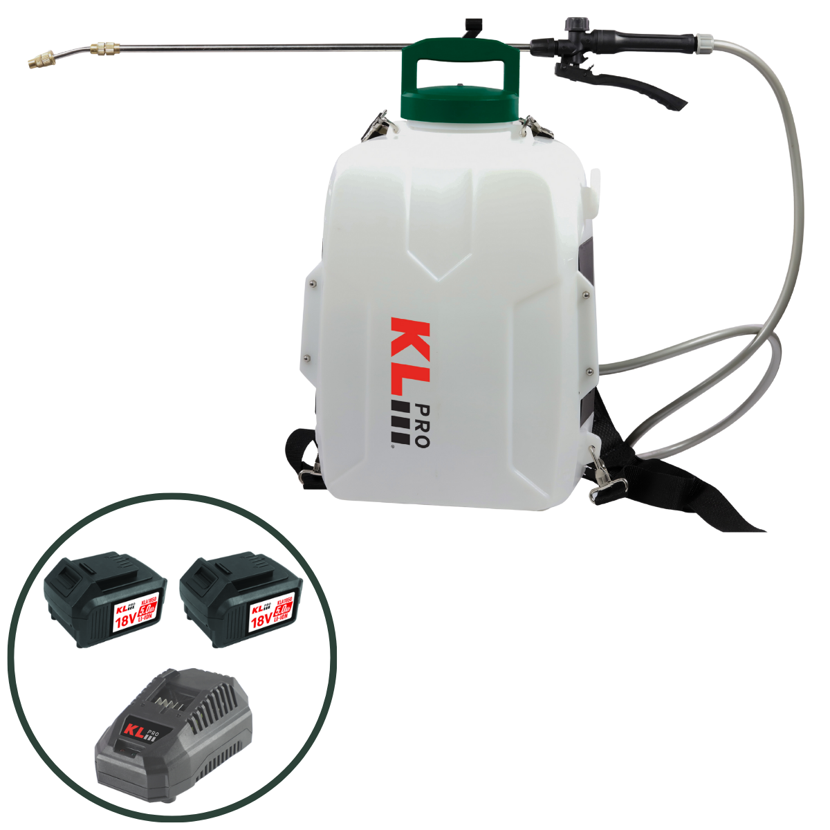 Klpro KLBP18-50 18V/5.0Ah 12 Litre Çift Akülü Şarjlı İlaçlama Pompası Sırt Tipi