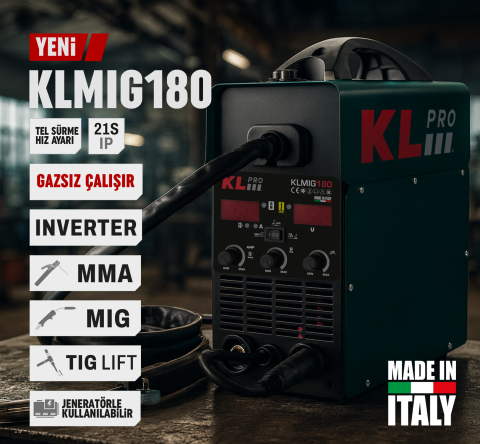 Klpro KLMIG180 170 Amper Gazlı/Gazsız Gaz Altı ve Elektrod (MMA) Kaynak Makinesi