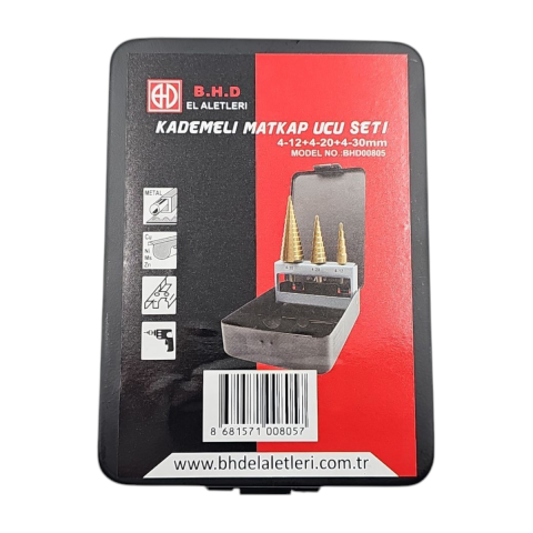 Fixonic B.H.D BHD000805 4-12 4-20 4-30mm Kademeli Matkap Ucu Seti
