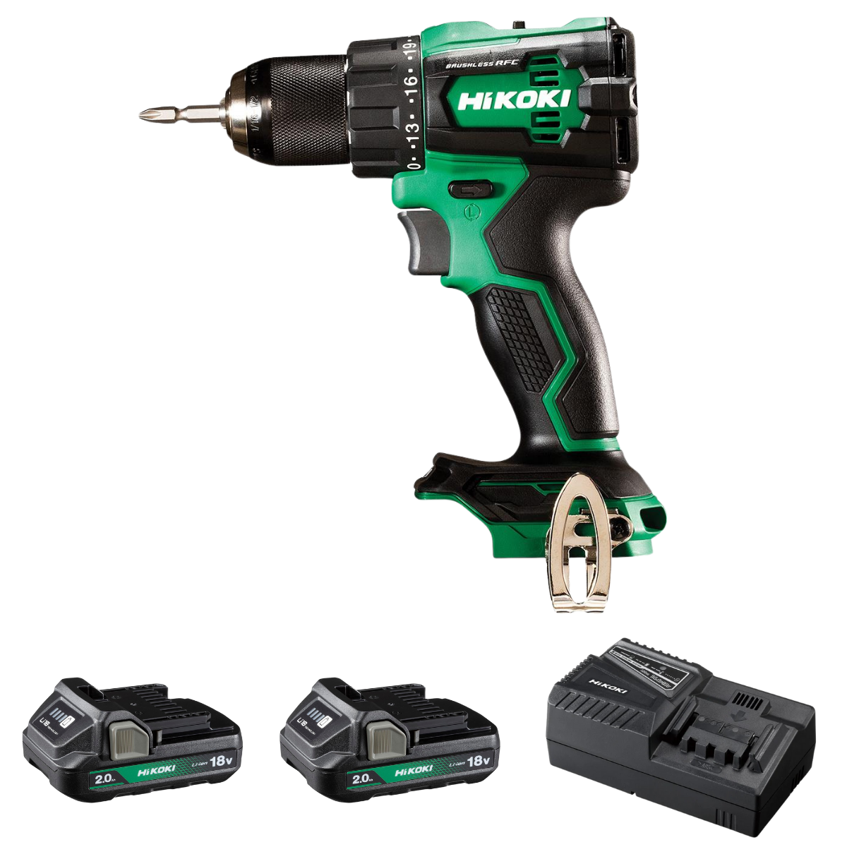 Hikoki DV18DE-2.0 18V/2.0Ah 70Nm Çift Akülü Şarjlı Darbeli Kömürsüz Matkap