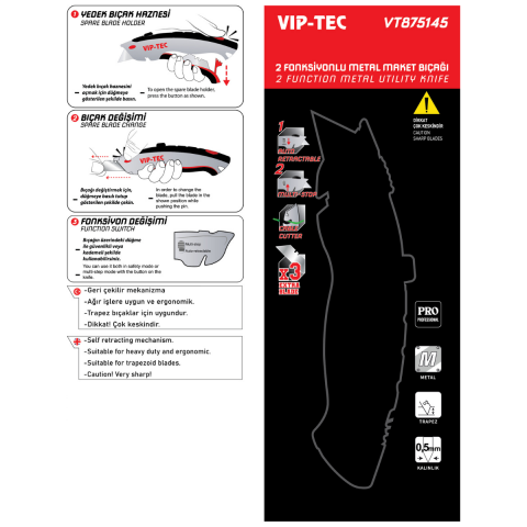 Vip-Tec VT875145 2 Fonksiyonlu Metal Maket Bıçağı