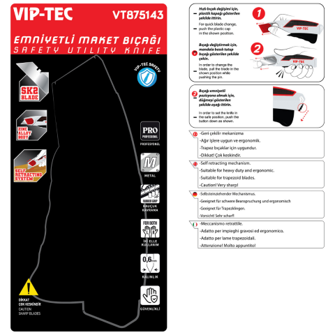 Vip-Tec VT875143 Emniyetli Metal Maket Bıçağı