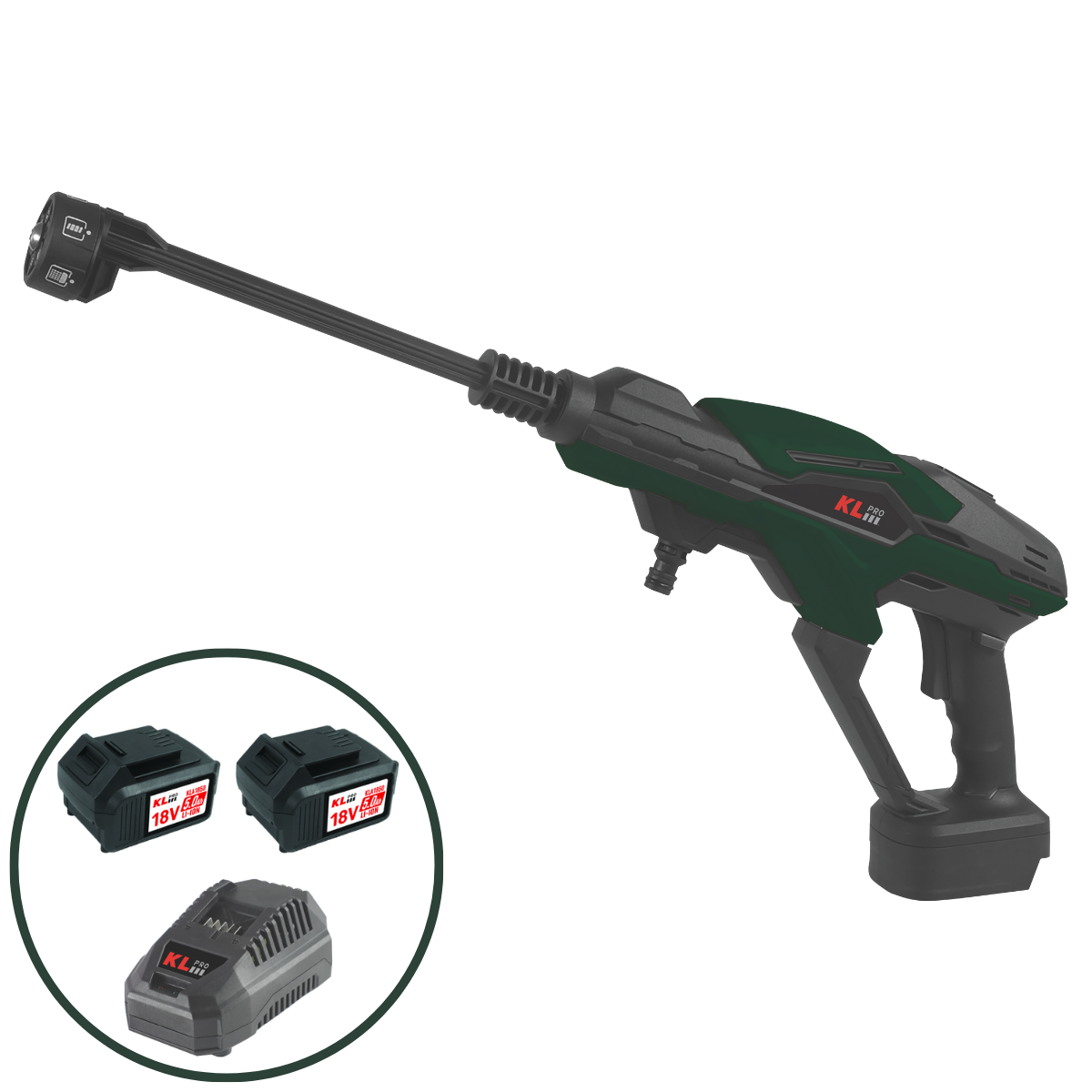 Klpro KLY18B-50 18V/5Ah 55 Bar Çift Akülü Şarjlı Yıkama Makinesi