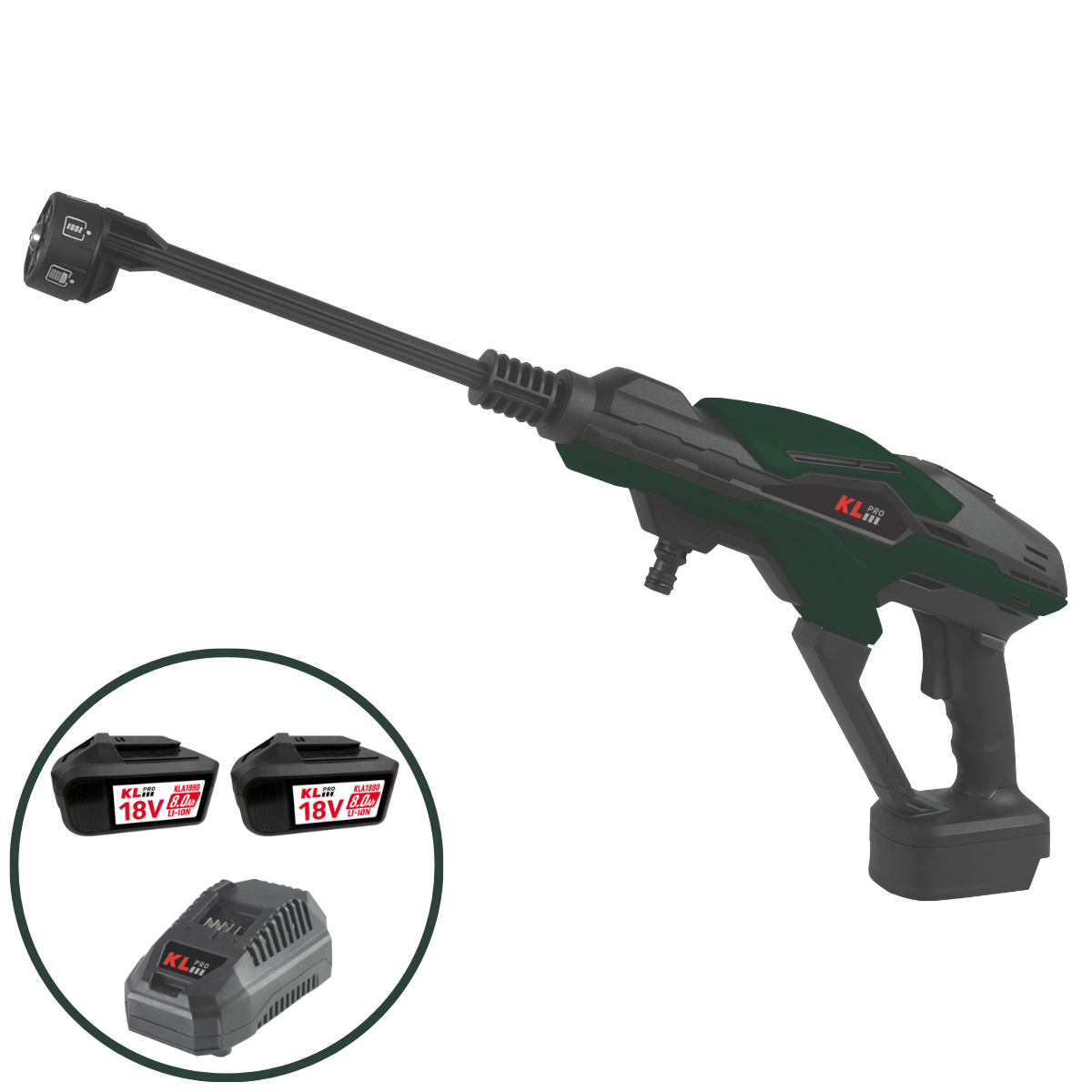 Klpro KLY18B-80 18V/8Ah 55 Bar Çift Akülü Şarjlı Yıkama Makinesi