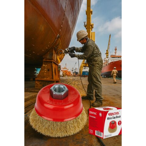 Fixonic Eratool ERA10039 75mm Saçaklı Çanak Fırça Sarı Telli