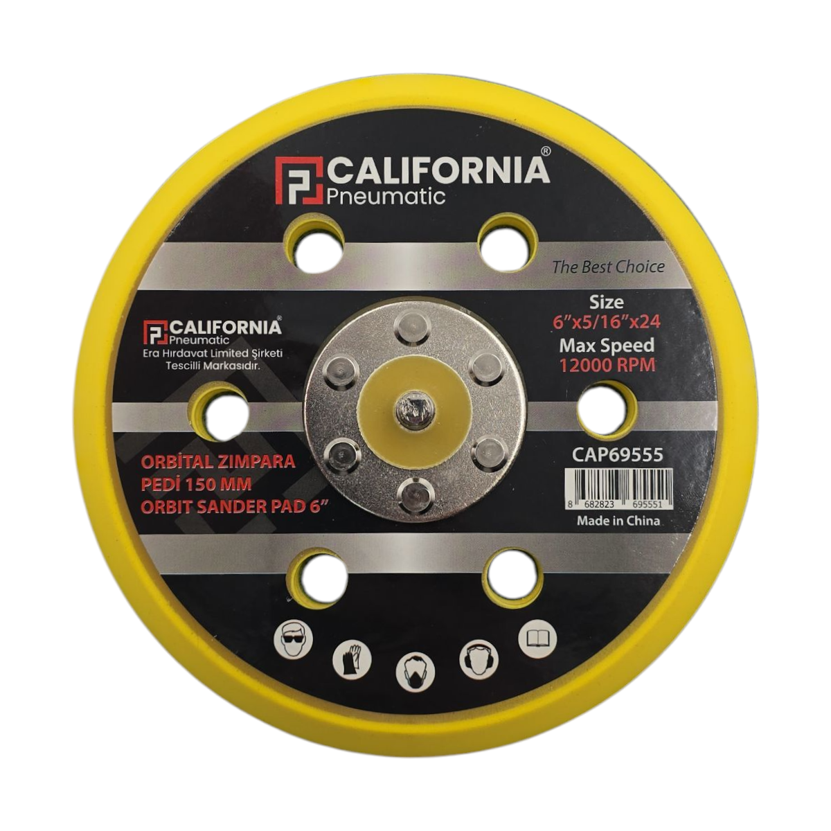 Fixonic California CAP69555 150mm Havalı Zımpara Cırt Tabanı/Zımpara Pedi