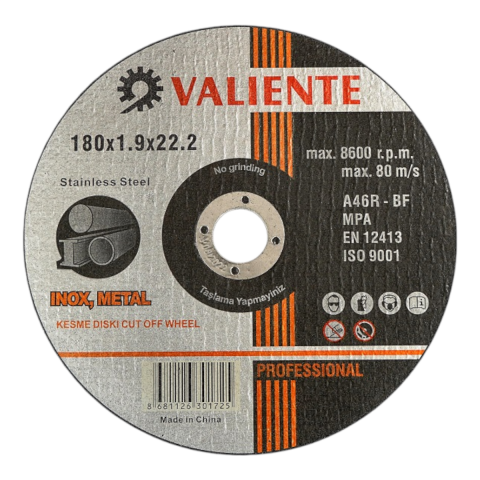 Fixonic Valiente VAL16773 180mm Inox Metal Kesme Taşı ( 10'lu Paket)