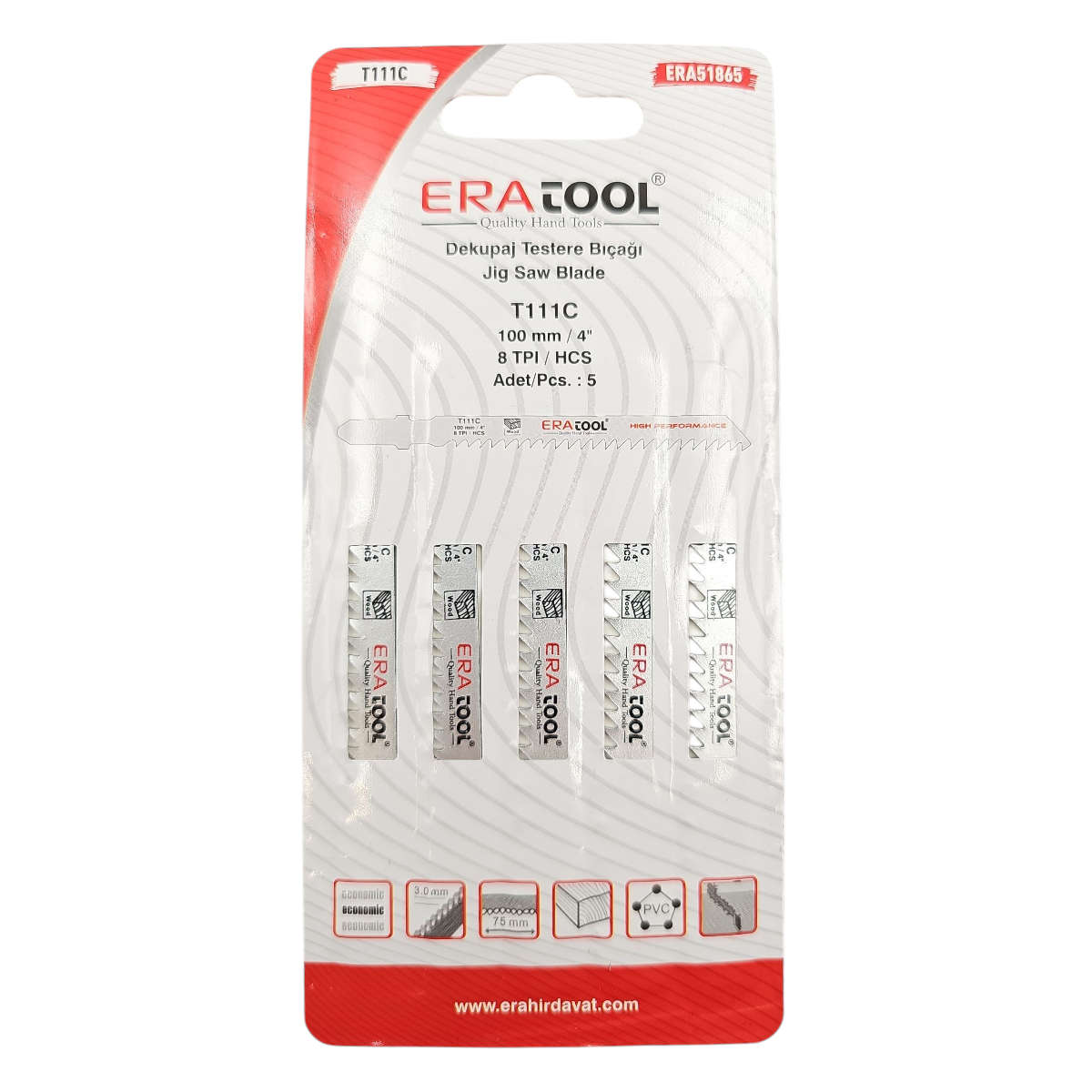 Fixonic Eratool ERA51865 T111C Ahşap Dekupaj Testere Bıçağı (5'li Paket)