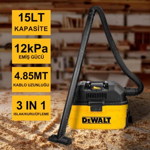Dewalt DXV15T 1100W 15Lt Taşınabilir Islak ve Kuru Elektrikli Süpürge