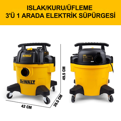 Dewalt DXV23P 1150W 23Lt Taşınabilir Islak ve Kuru Elektrikli Süpürge