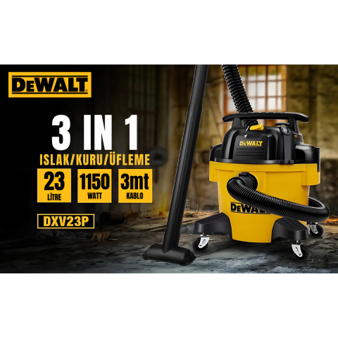 Dewalt DXV23P 1150W 23Lt Taşınabilir Islak ve Kuru Elektrikli Süpürge