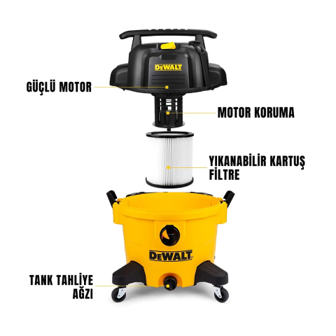 Dewalt DXV34P-QT 960W 34Lt  Islak ve Kuru Elektrikli Süpürge