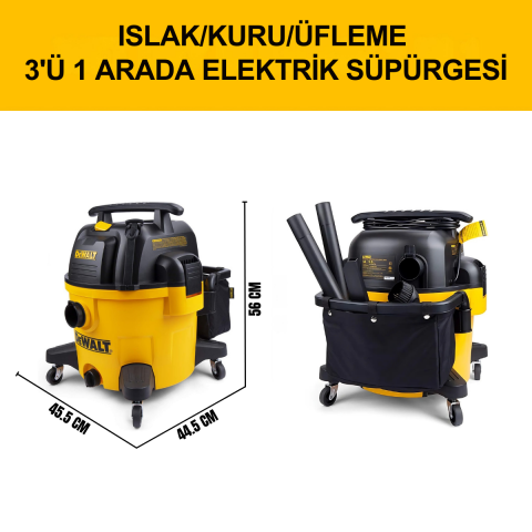 Dewalt DXV34P-QT 960W 34Lt  Islak ve Kuru Elektrikli Süpürge