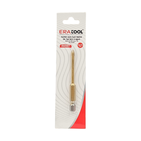 Fixonic Eratool ERA55821 4x75mm Ok Tipi 4 Ağızlı Hex Giriş Elmas Karbür Uçlu Mermer ve Seramik Delme Ucu
