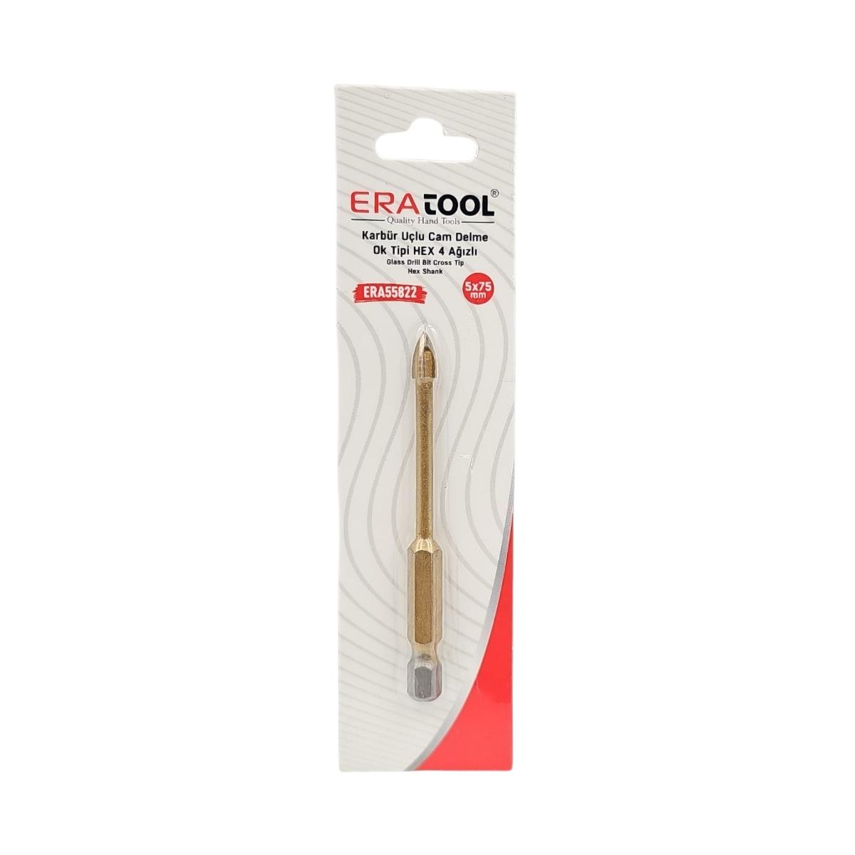 Fixonic Eratool ERA55822 5x75mm Ok Tipi 4 Ağızlı Hex Giriş Elmas Karbür Uçlu Mermer ve Seramik Delme Ucu