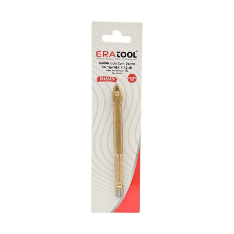 Fixonic Eratool ERA55826 10x85mm Ok Tipi 4 Ağızlı Hex Giriş Elmas Karbür Uçlu Mermer ve Seramik Delme Ucu