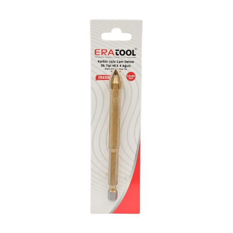 Fixonic Eratool ERA55827 12x95mm Ok Tipi 4 Ağızlı Hex Giriş Elmas Karbür Uçlu Mermer ve Seramik Delme Ucu