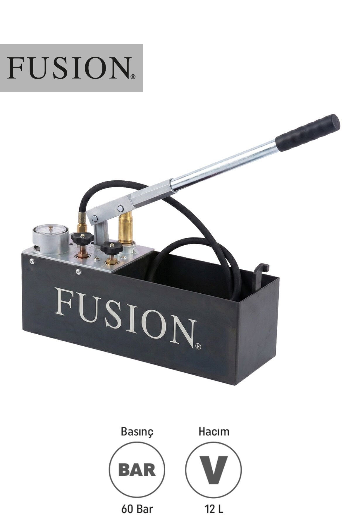 Fusion FSTP60 Test Pompası 60Bar/12Lt - Çelik Gövde ve Pirinç Piston
