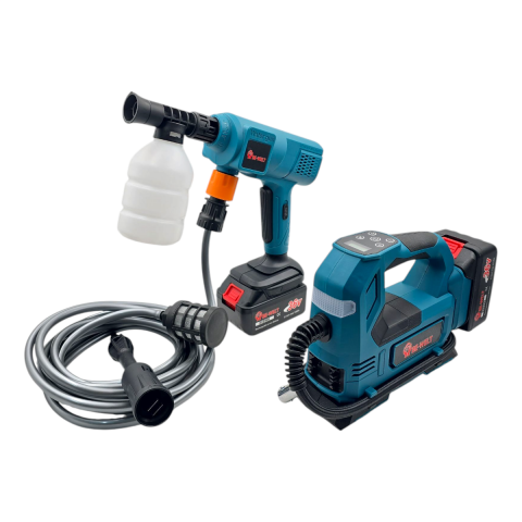 Fixonic Be-Welt BHD02 Şarjlı Yıkama Makinesi ve Şarjlı Mini Kompresör Çantalı Set