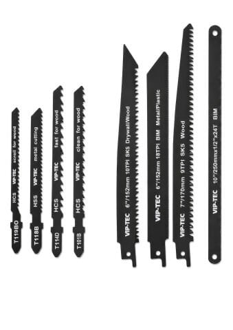 VIP-TEC VT875009 8 Parça Multifonksiyonel Testere Seti Ahşap Metal Plastik Kesim