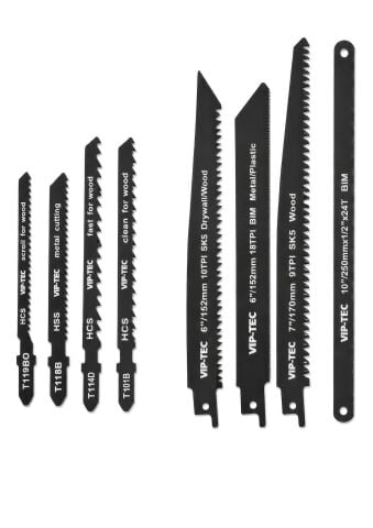 VIP-TEC VT875009 8 Parça Multifonksiyonel Testere Seti Ahşap Metal Plastik Kesim
