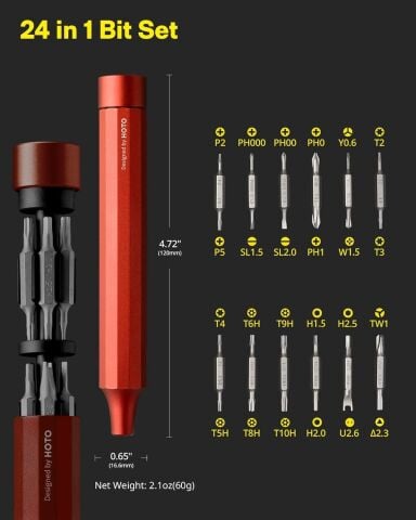 Fixonic Hoto QWLSD004 24'ü 1 Arada Hassas Kalem Tip Tornavida Seti Turuncu Renk