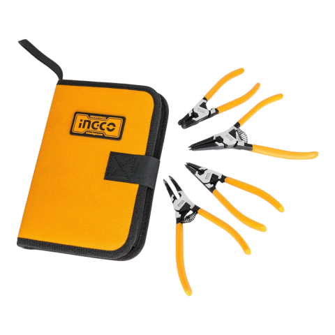 Ingco HCCPS26125 125mm 4'lü Çantalı Segman Pensesi Seti (Düz:İç/Dış-Eğri:İç/Dış)