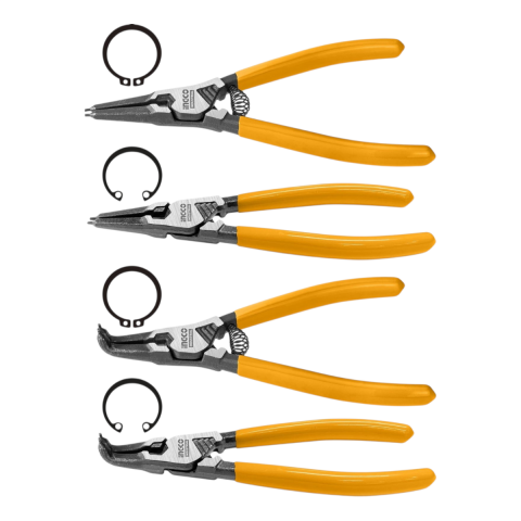 Ingco HCCPS26125 125mm 4'lü Çantalı Segman Pensesi Seti (Düz:İç/Dış-Eğri:İç/Dış)