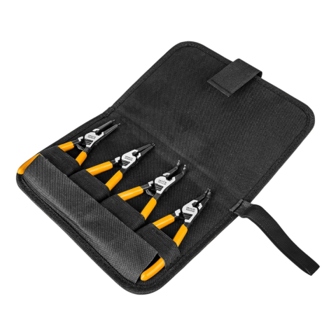 Ingco HCCPS26125 125mm 4'lü Çantalı Segman Pensesi Seti (Düz:İç/Dış-Eğri:İç/Dış)