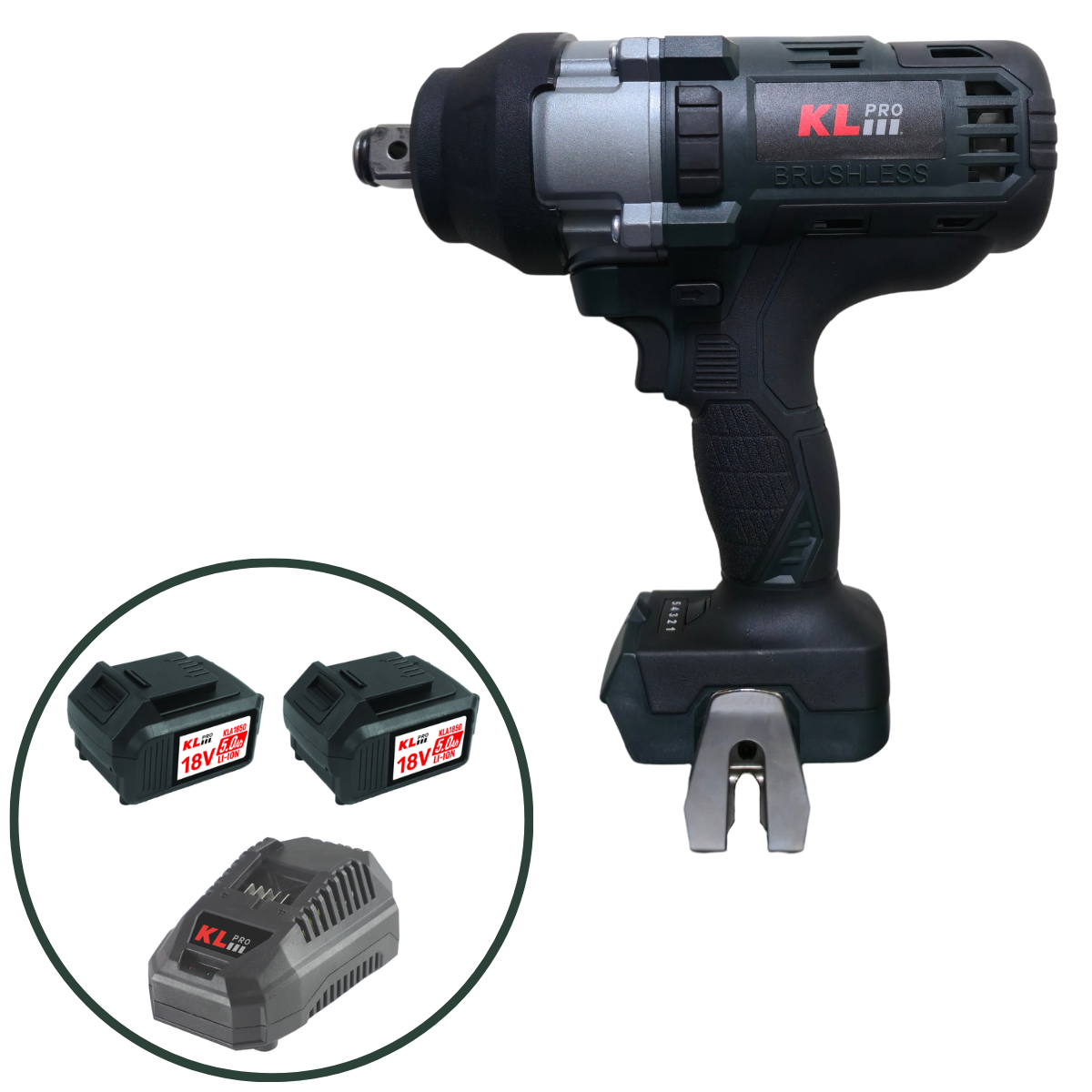 Klpro KLSS18BHX-50(3/4'') 18V/5Ah. 800nm 3/4'' Kömürsüz Şarjlı Darbeli Somun Sıkma/Sökme Makinesi