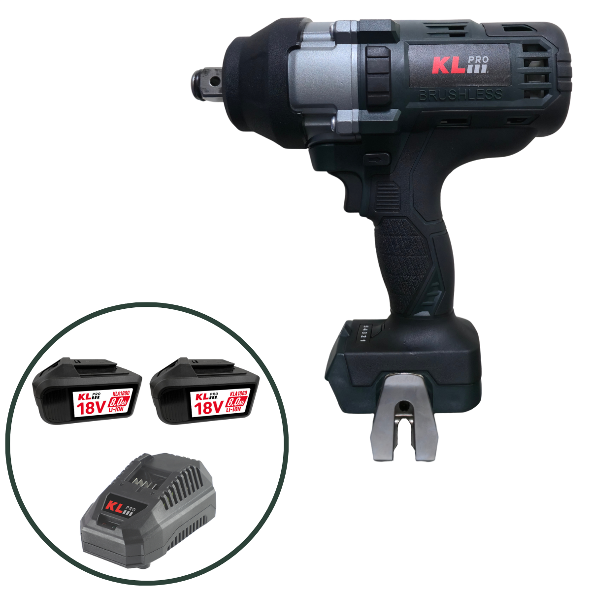 Klpro KLSS18BHX-80(3/4'') 18V/8Ah. 800nm 3/4'' Kömürsüz Şarjlı Darbeli Somun Sıkma/Sökme Makinesi