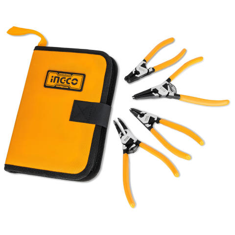 Ingco HCCPS26180 180mm 4'lü Çantalı Segman Pensesi Seti (Düz:İç/Dış-Eğri:İç/Dış)