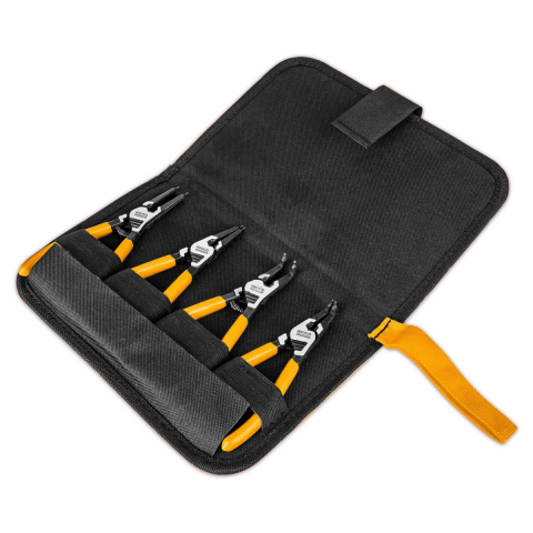 Ingco HCCPS26180 180mm 4'lü Çantalı Segman Pensesi Seti (Düz:İç/Dış-Eğri:İç/Dış)