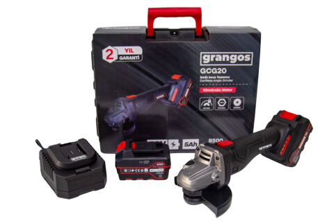 Grangos GCG20-F2 20V 5Ah Çift Akülü Kömürsüz Avuç Taşlama 125mm 8500 Devir Çantalı