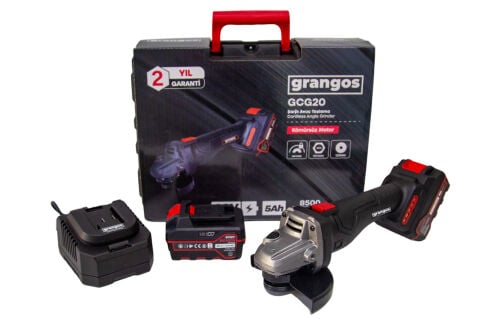 Grangos GCG20-F2 20V 5Ah Çift Akülü Kömürsüz Avuç Taşlama 125mm 8500 Devir Çantalı