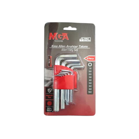 Mga MG620015TK 9 Parça Kısa L Allen Anahtar Takımı/Seti