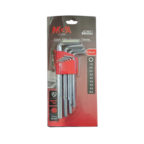 Mga MG620016TK 9 Parça Uzun L Allen Anahtar Takımı/Seti
